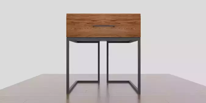 Nightstand side table with drawer and metal legs