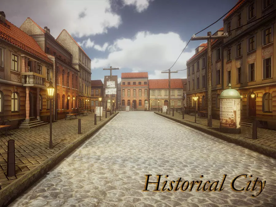 Historical City  Low-poly 3D model_0