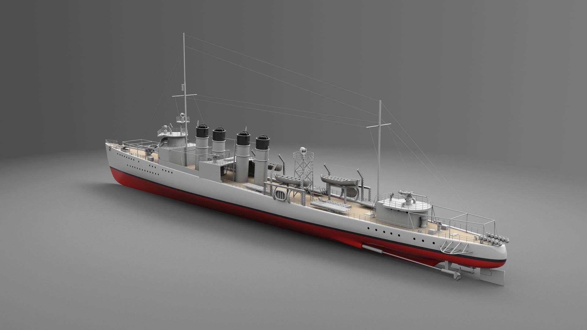 Watercraft 3 - Destroyer Ship 3D model_6