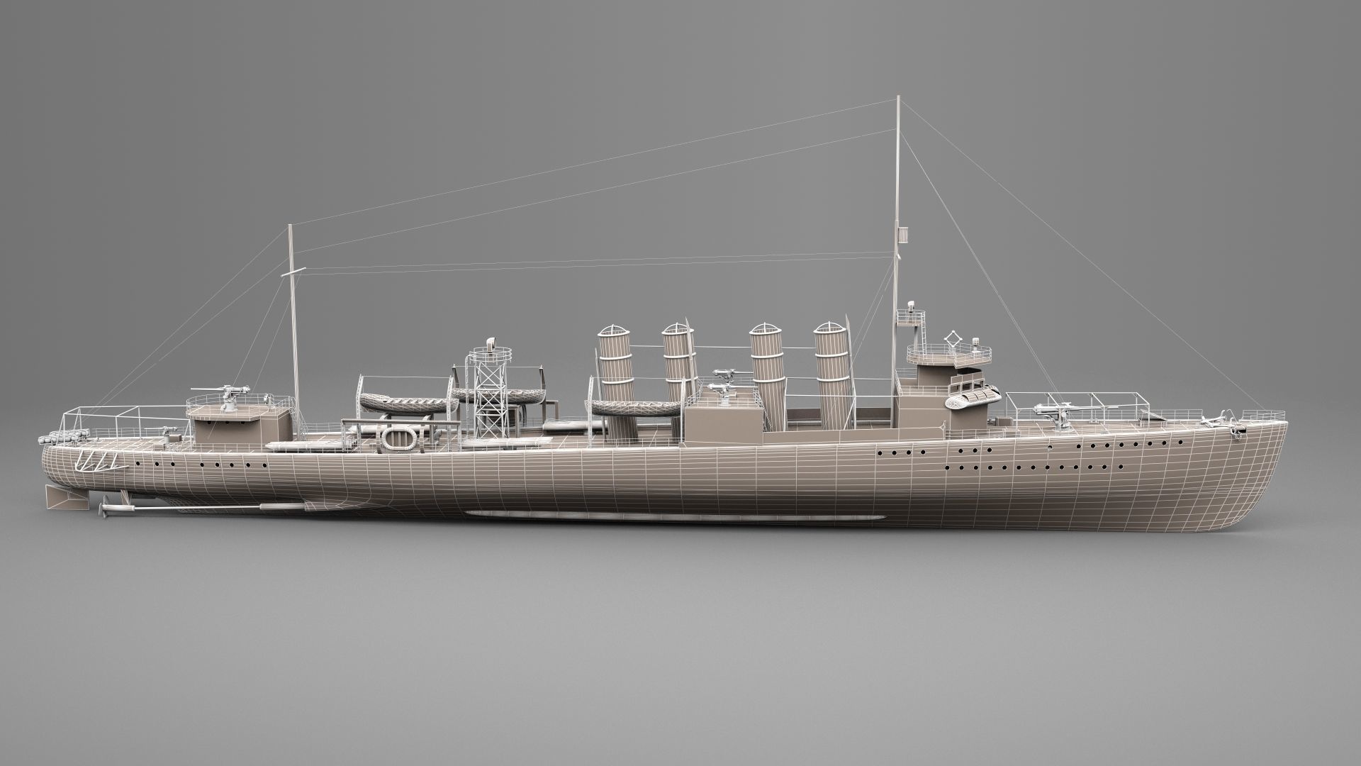 Watercraft 3 - Destroyer Ship 3D model_9