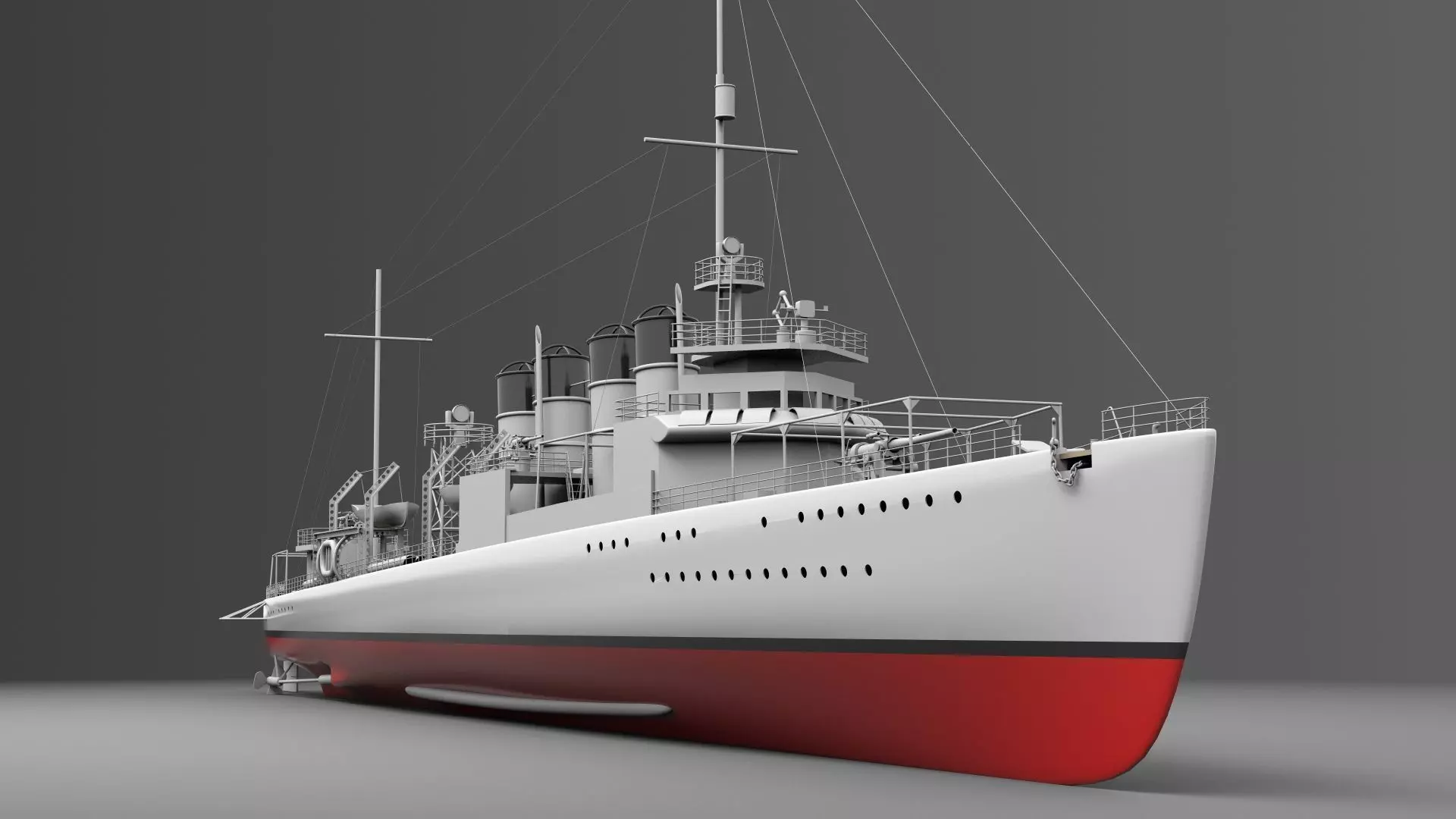 Watercraft 3 - Destroyer Ship 3D model_0