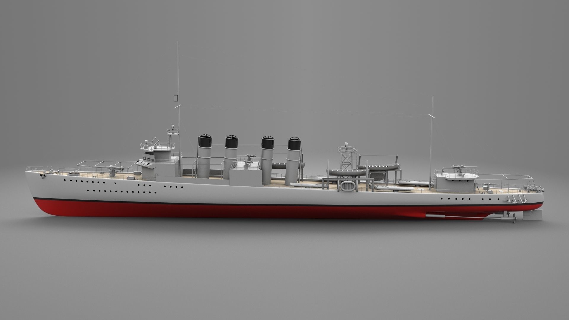 Watercraft 3 - Destroyer Ship 3D model_5