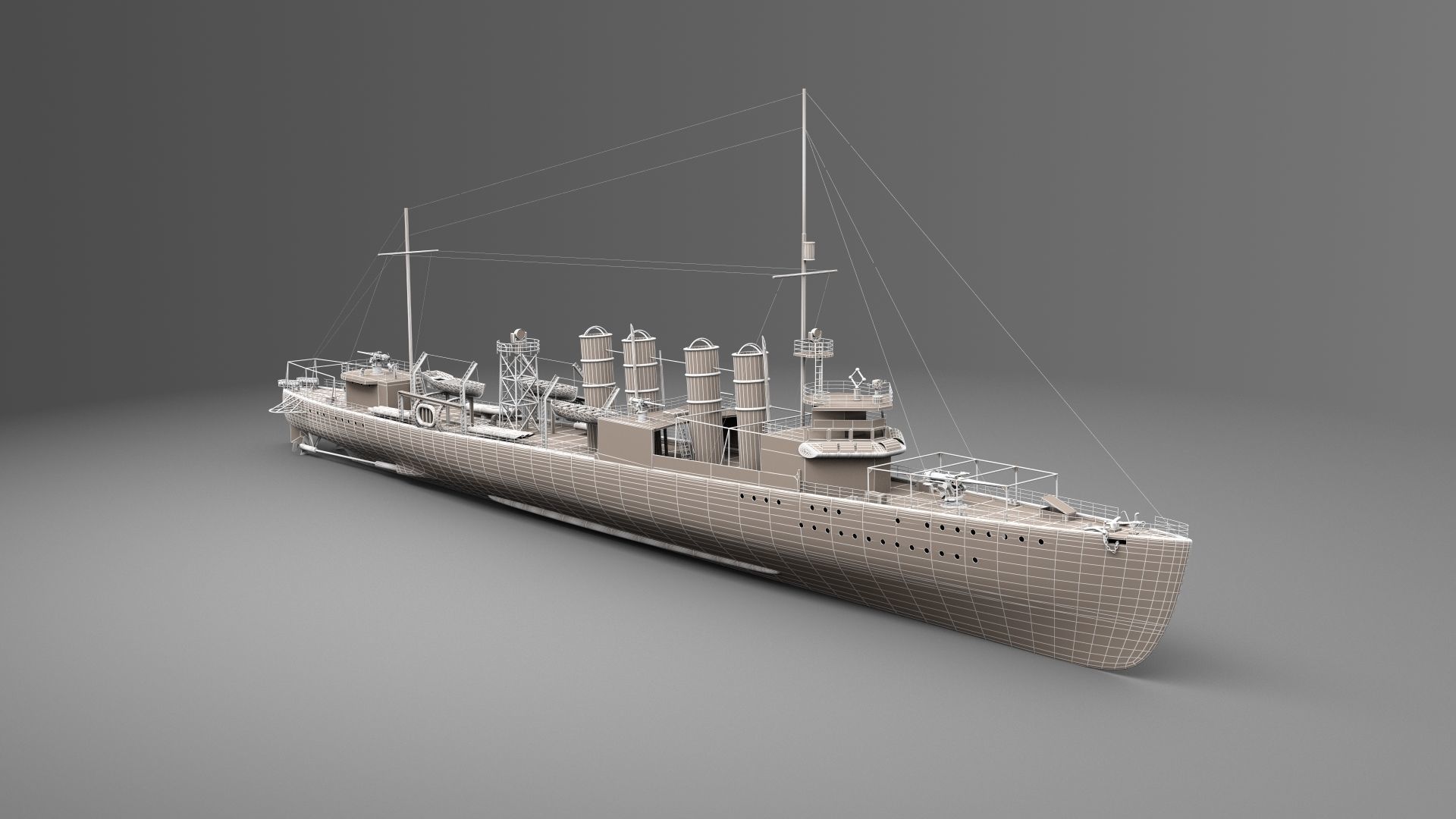 Watercraft 3 - Destroyer Ship 3D model_10