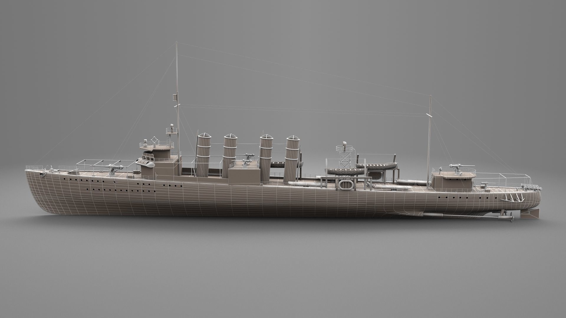 Watercraft 3 - Destroyer Ship 3D model_13