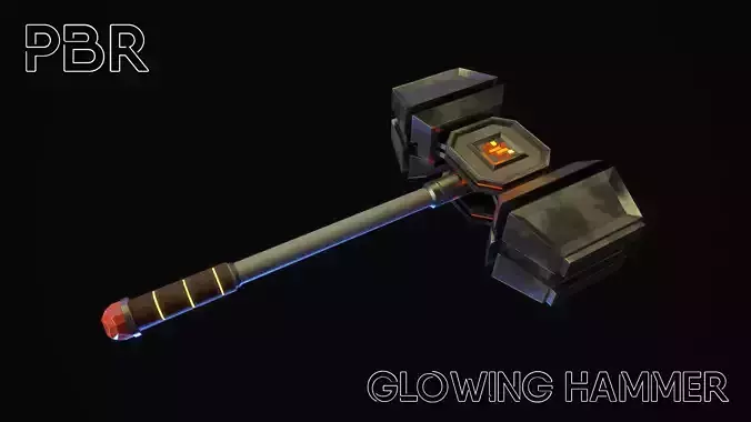 Glowing hammer Low-poly 3D model
