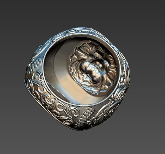 man ring lion 3D print model_2
