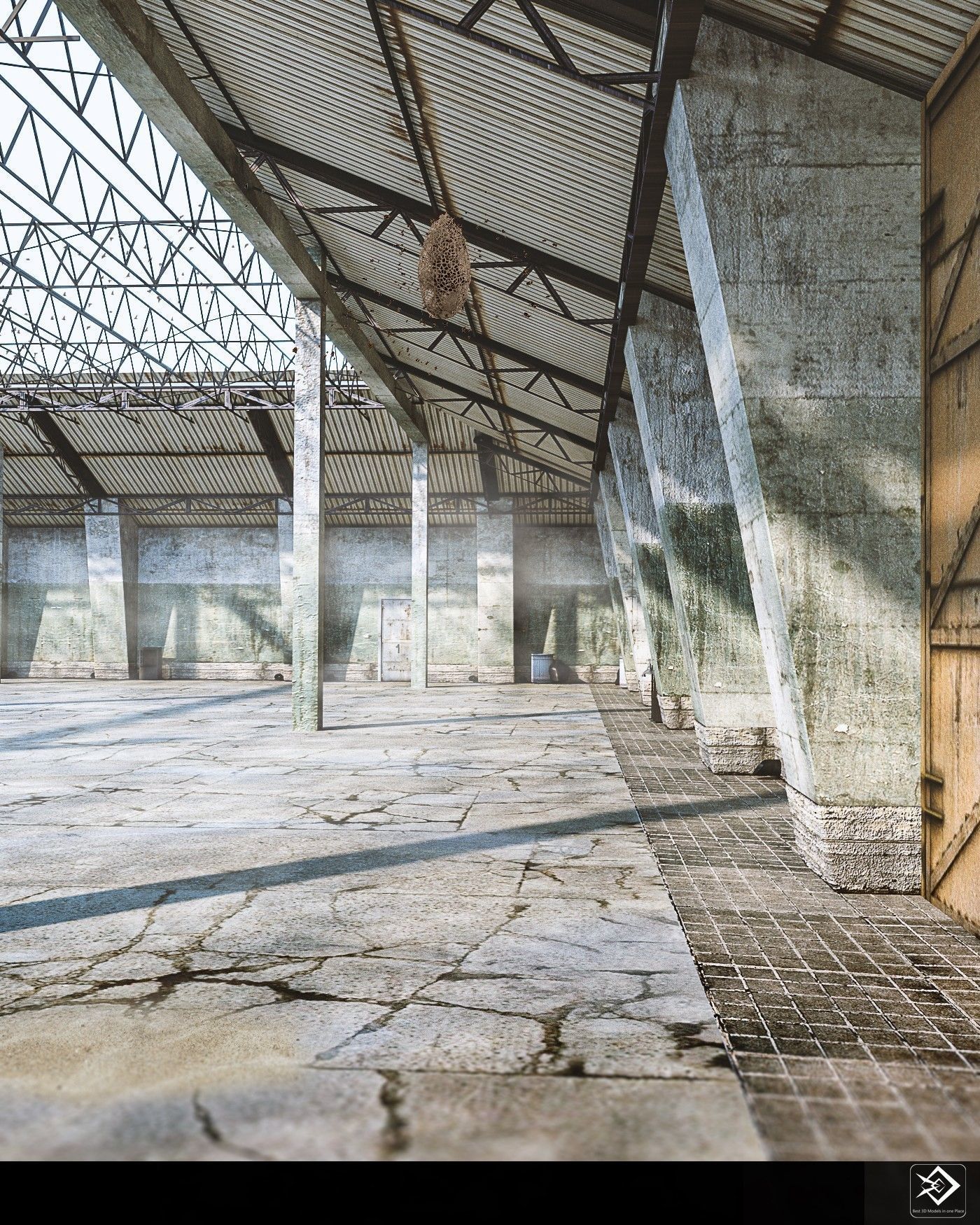 old warehouse Low-poly 3D model_4