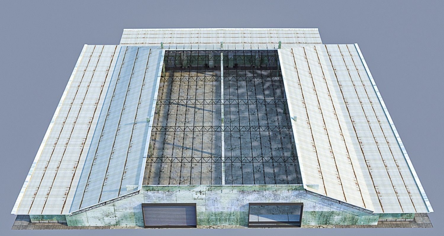 old warehouse Low-poly 3D model_6