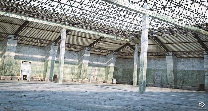 old warehouse Low-poly 3D model