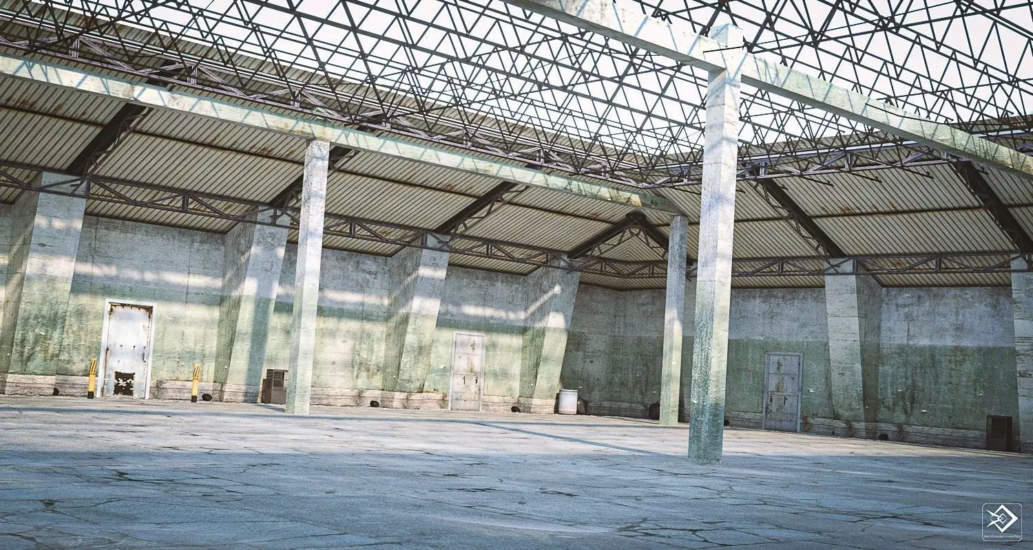 old warehouse Low-poly 3D model_0