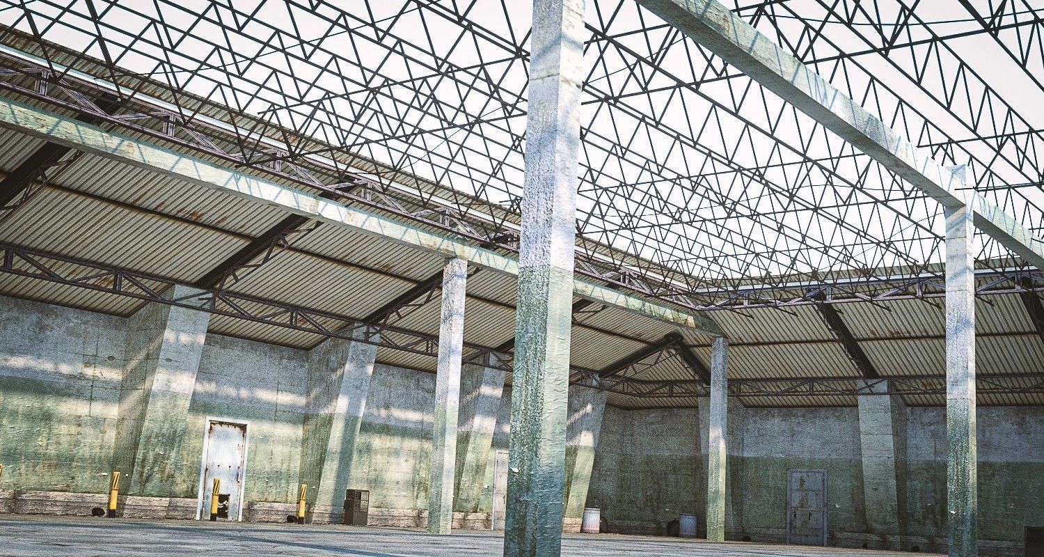 old warehouse Low-poly 3D model_3