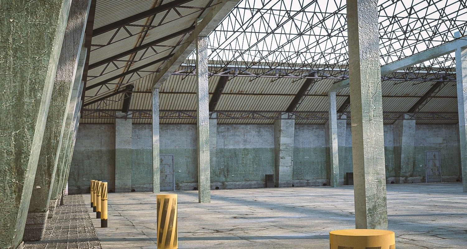 old warehouse Low-poly 3D model_2