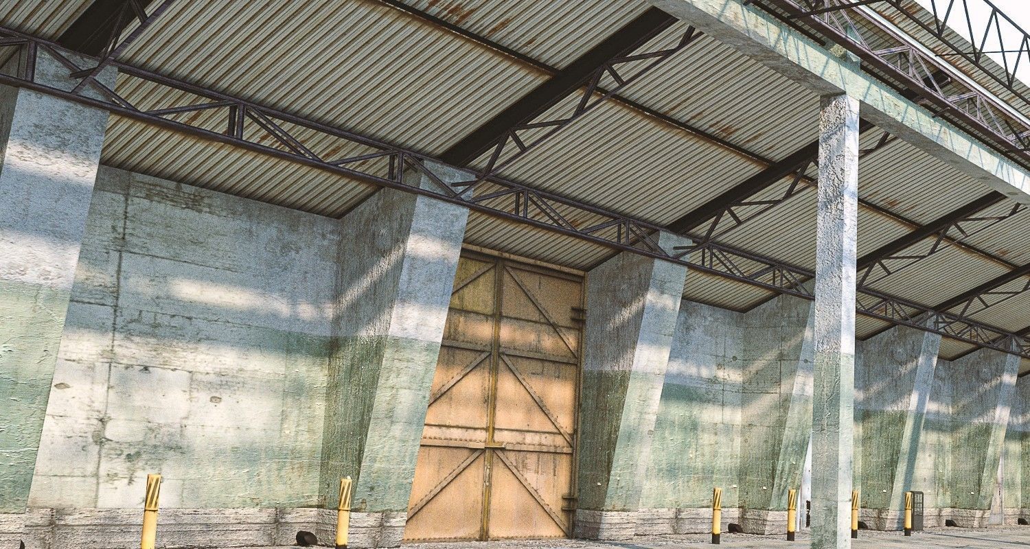 old warehouse Low-poly 3D model_1