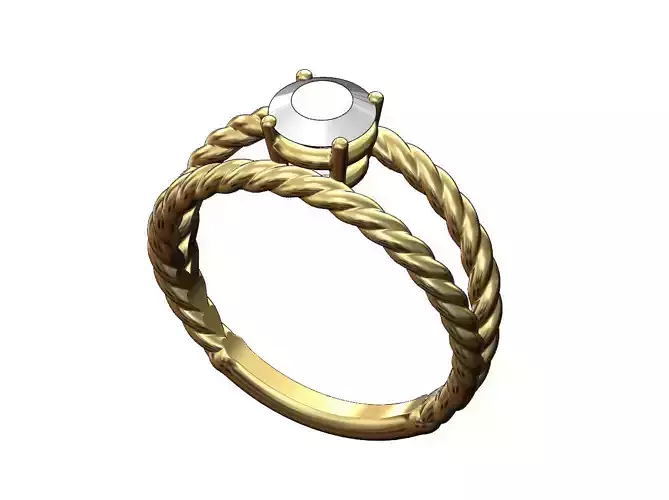 Double row twisted wire ring with 6mm round diamond 