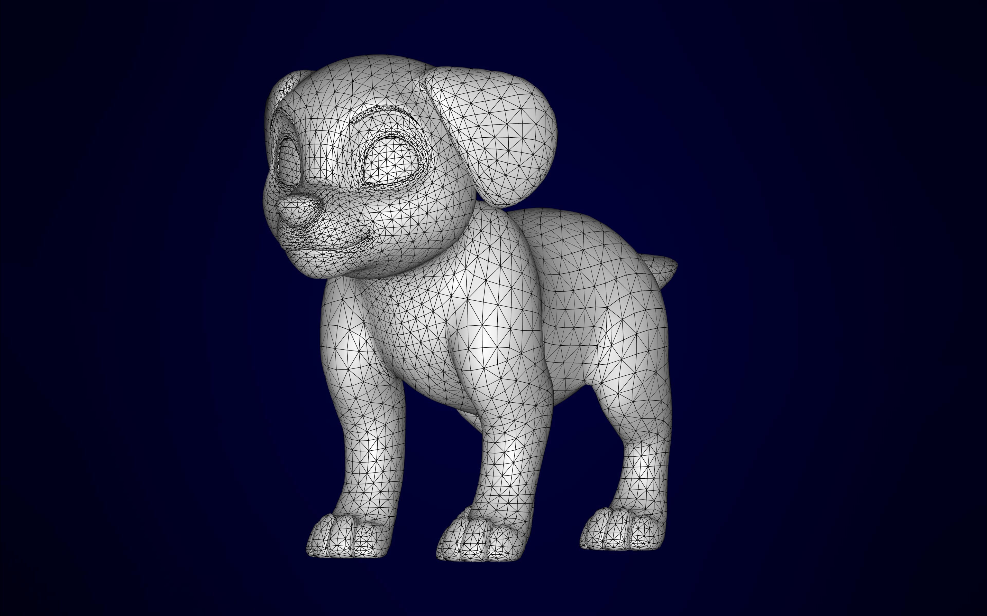 Black Labrador Low-poly 3D model_10