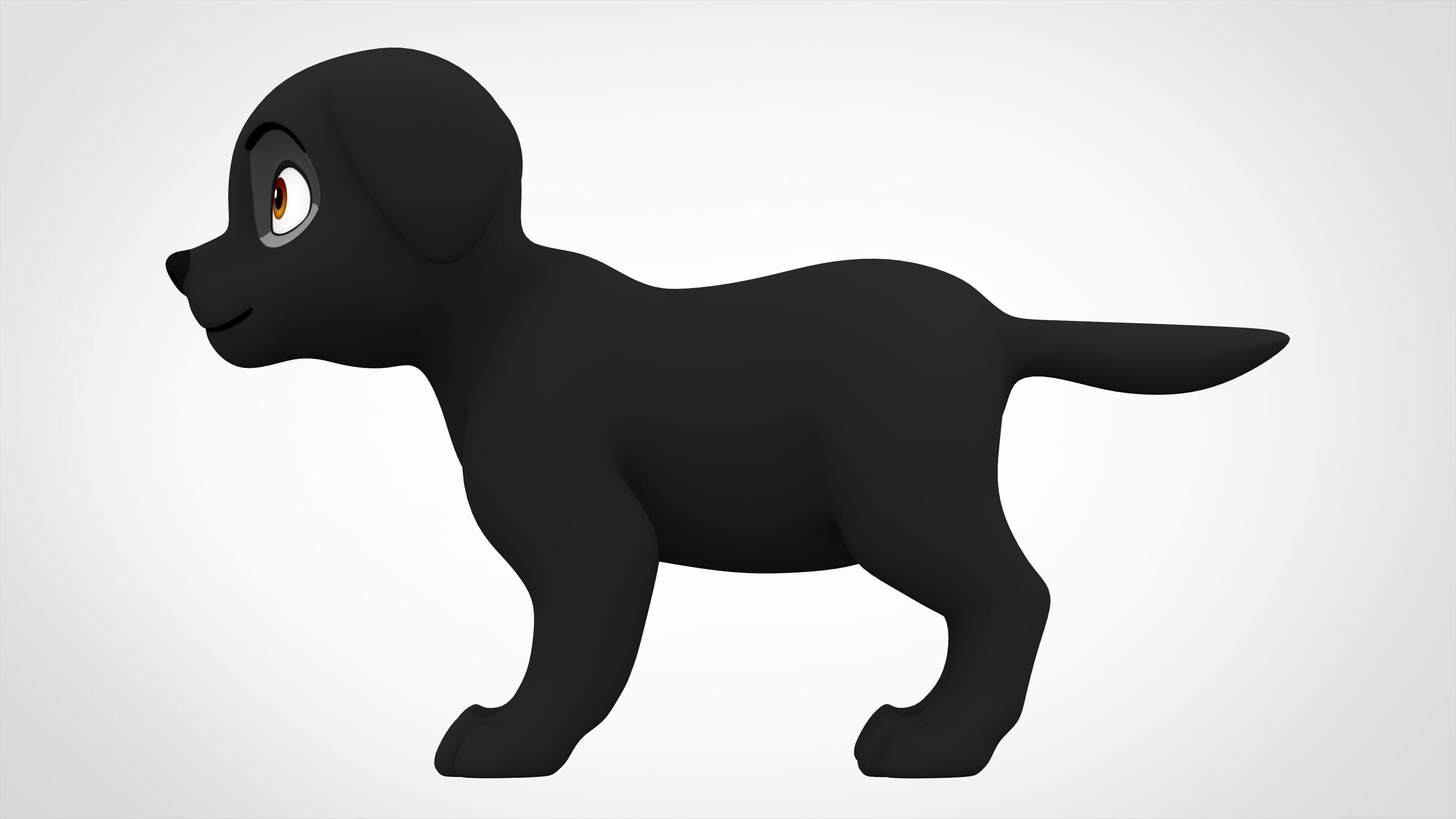 Black Labrador Low-poly 3D model_2