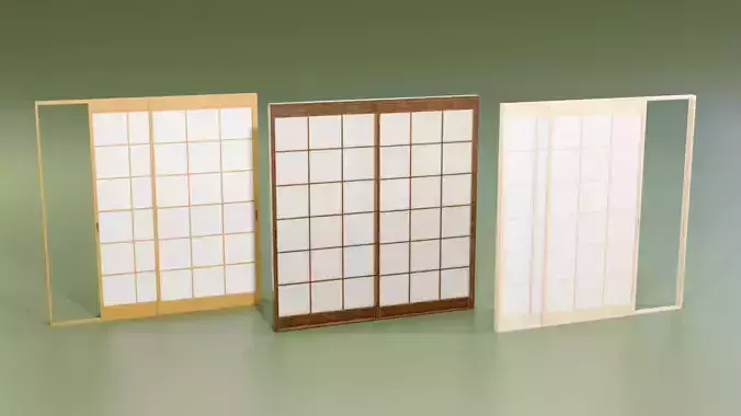 Japanese Shoji with basic design Low-poly 3D model