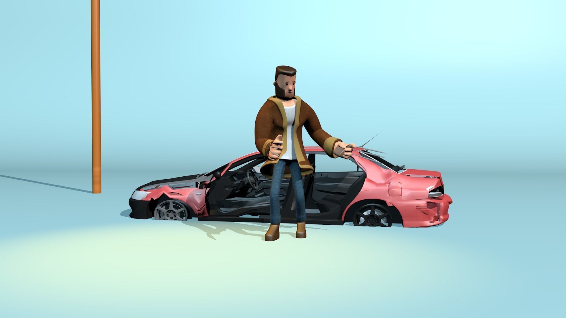 Rigged stylized wolverine character with textures 3D model_22