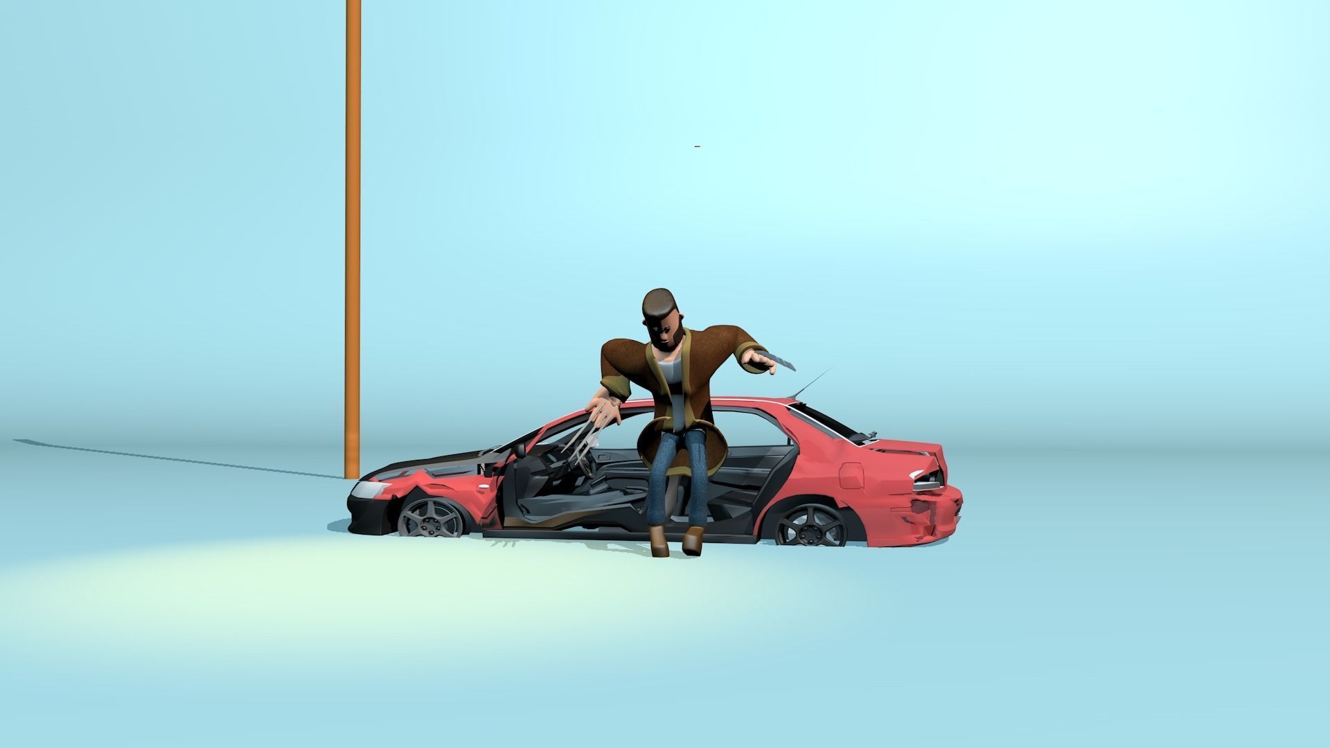 Rigged stylized wolverine character with textures 3D model_12