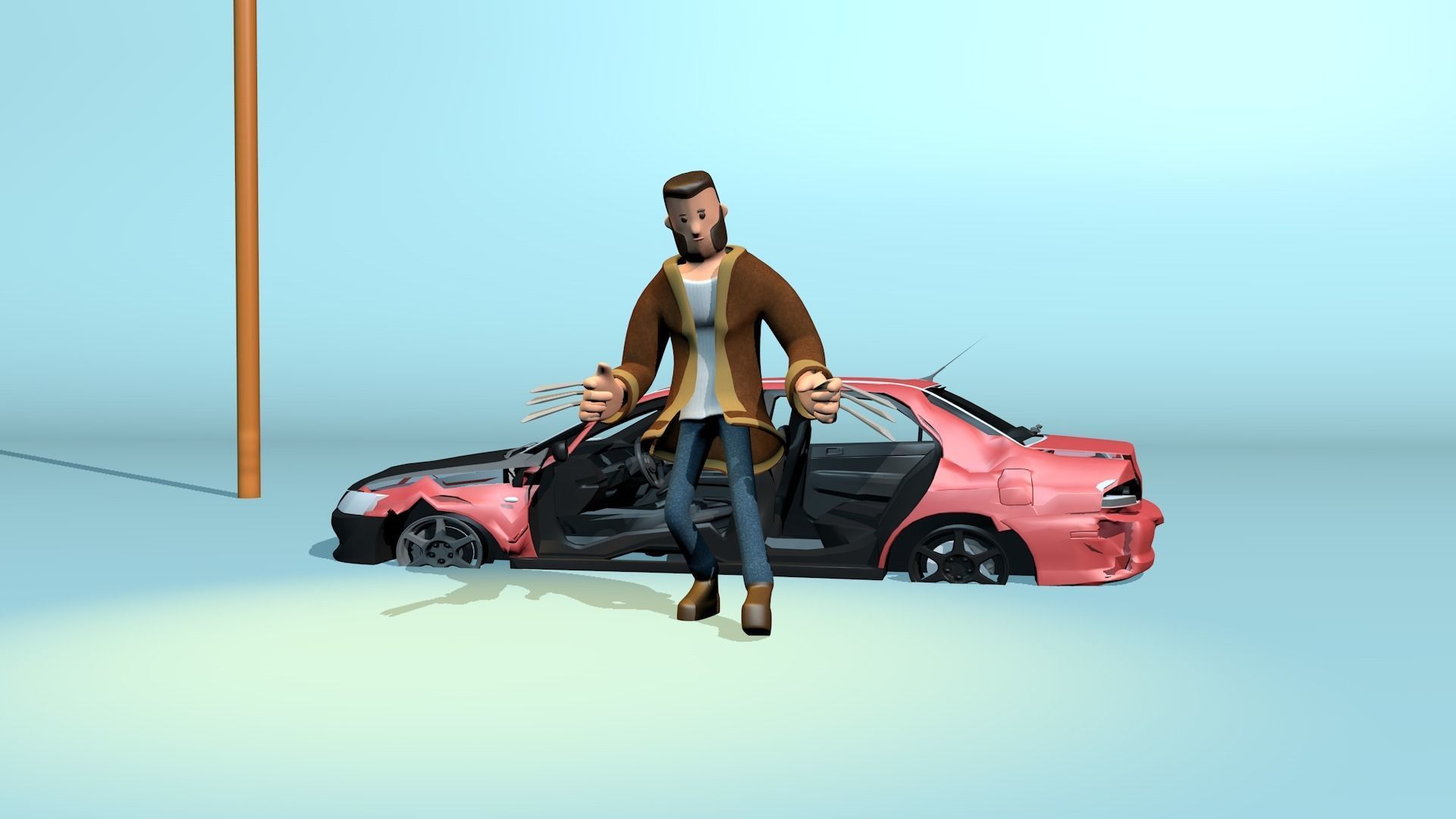 Rigged stylized wolverine character with textures 3D model_21