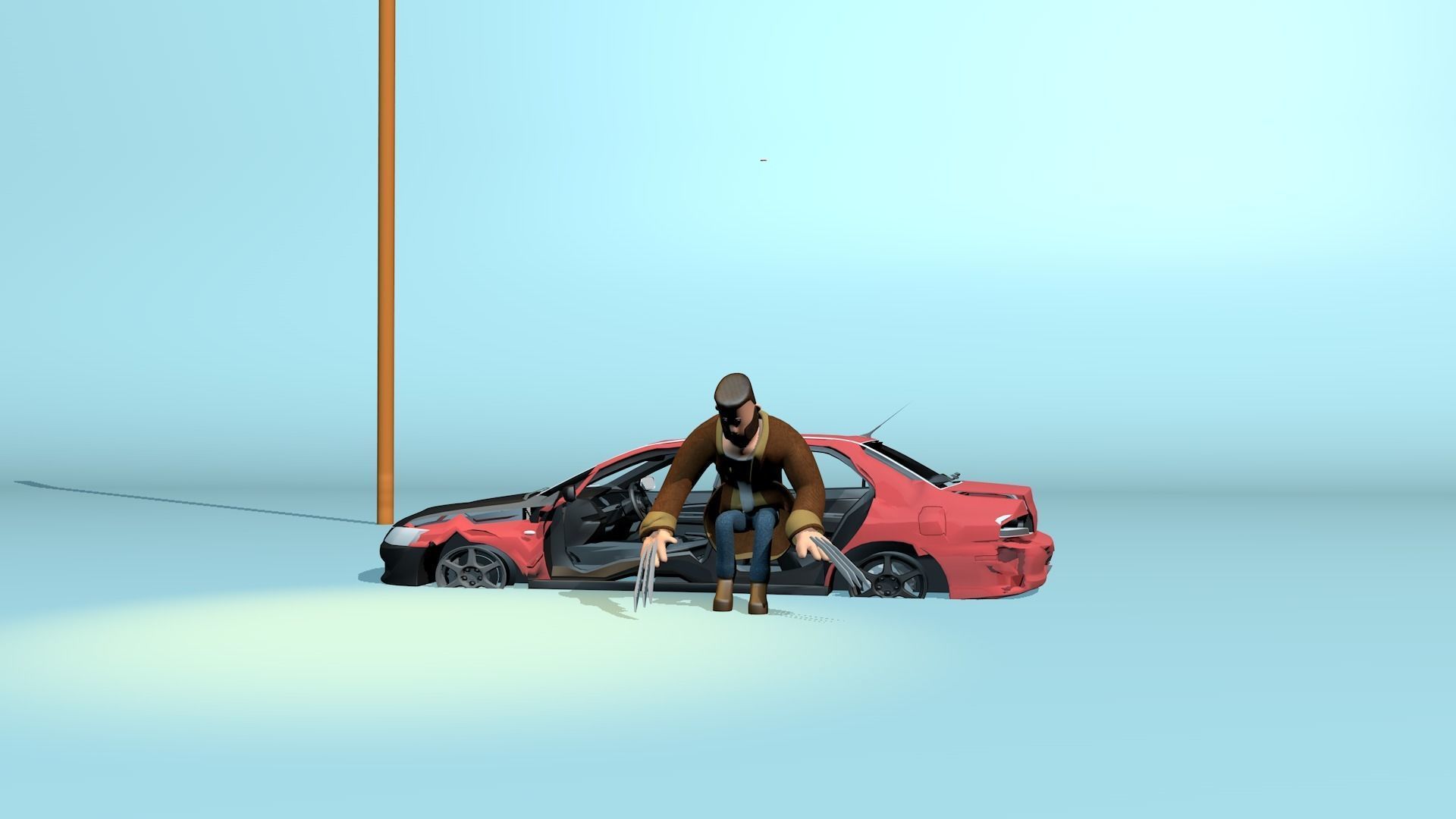 Rigged stylized wolverine character with textures 3D model_13