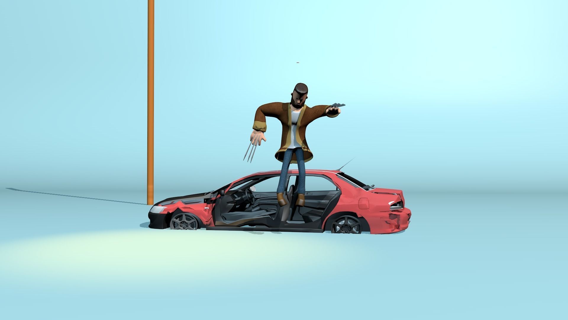 Rigged stylized wolverine character with textures 3D model_10