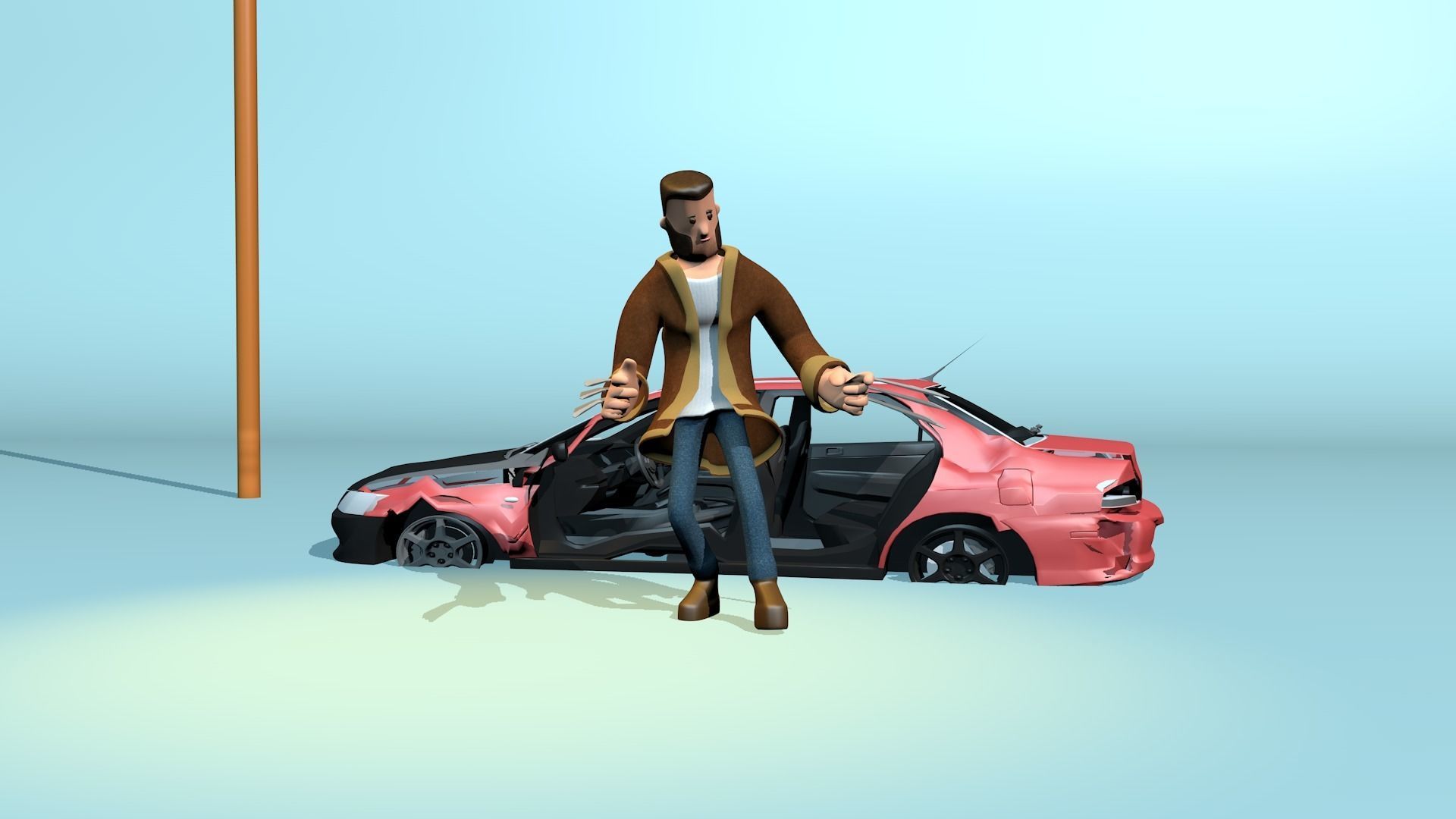 Rigged stylized wolverine character with textures 3D model_19