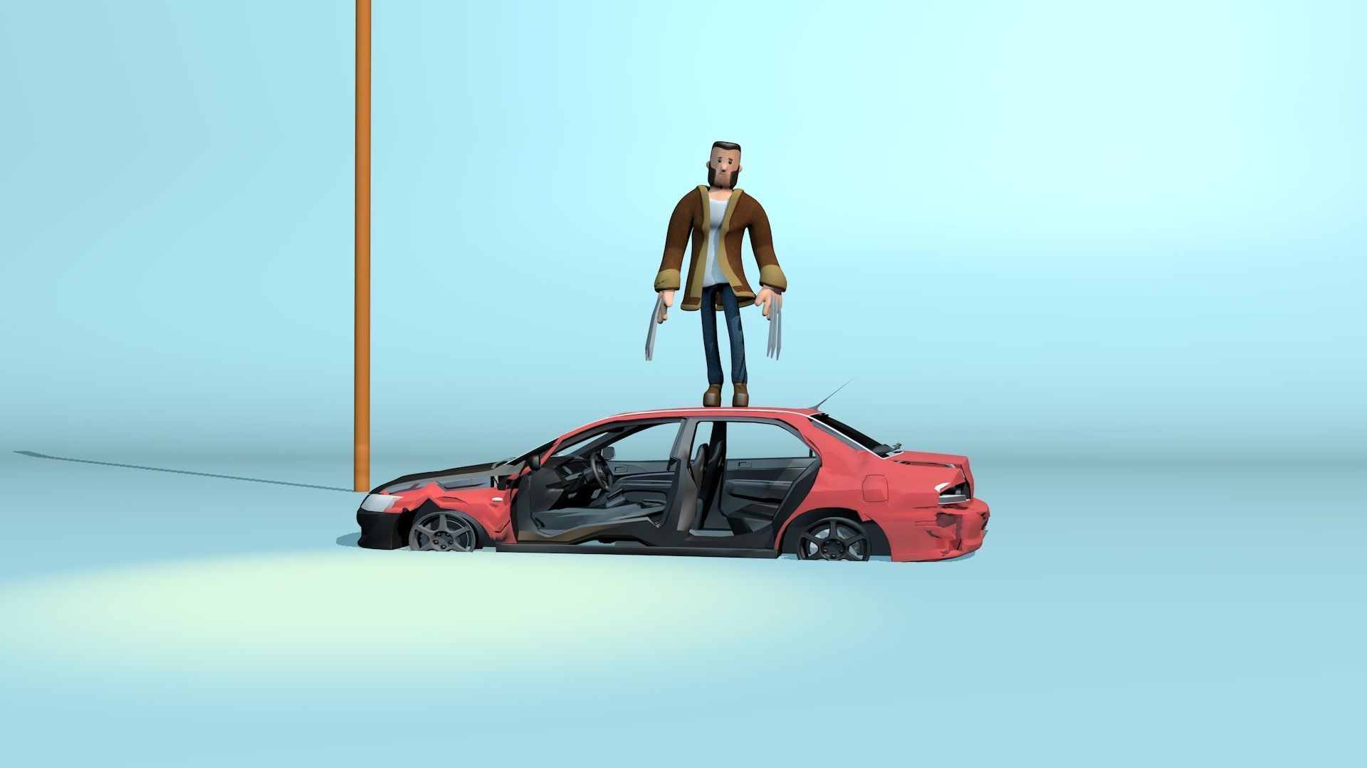 Rigged stylized wolverine character with textures 3D model_11