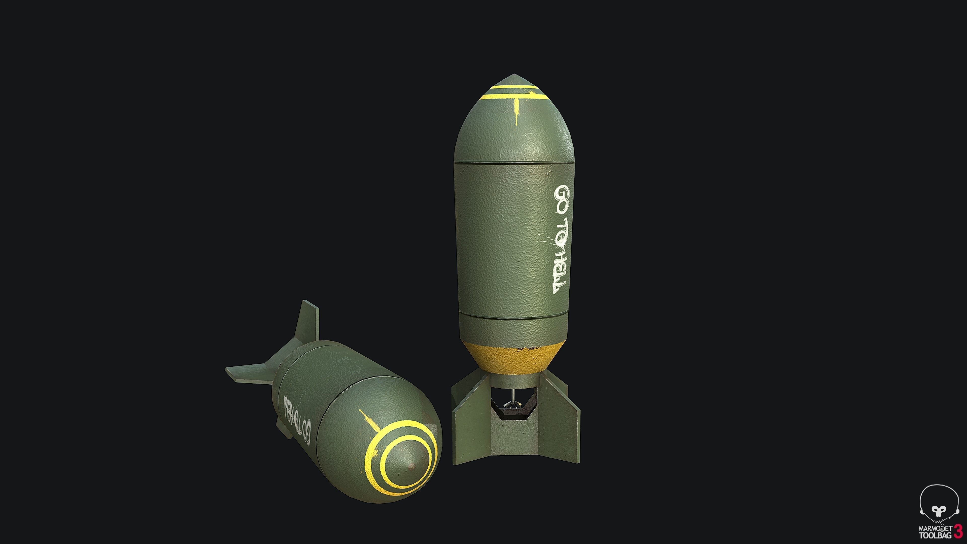WWII US Torpedo Bomb PBR Low-poly 3D model_3