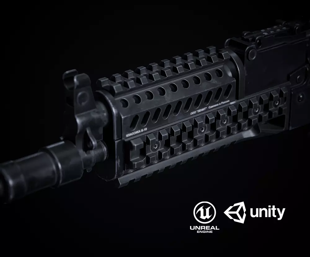 Handguard B10 and B19 for AKs PBR Low-poly 3D model_0