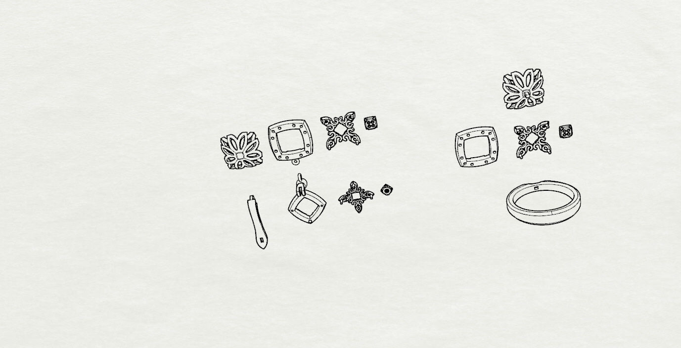 Ring and Earrings  3D print model_12