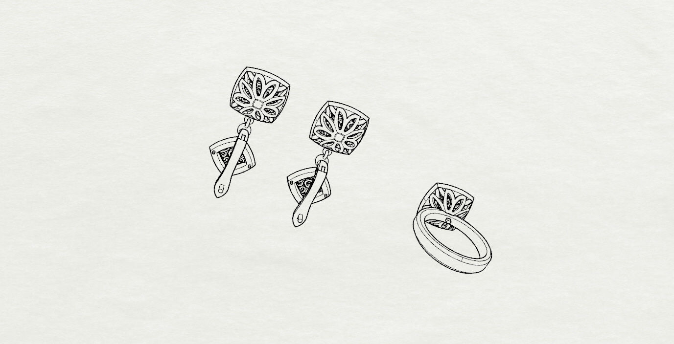 Ring and Earrings  3D print model_14