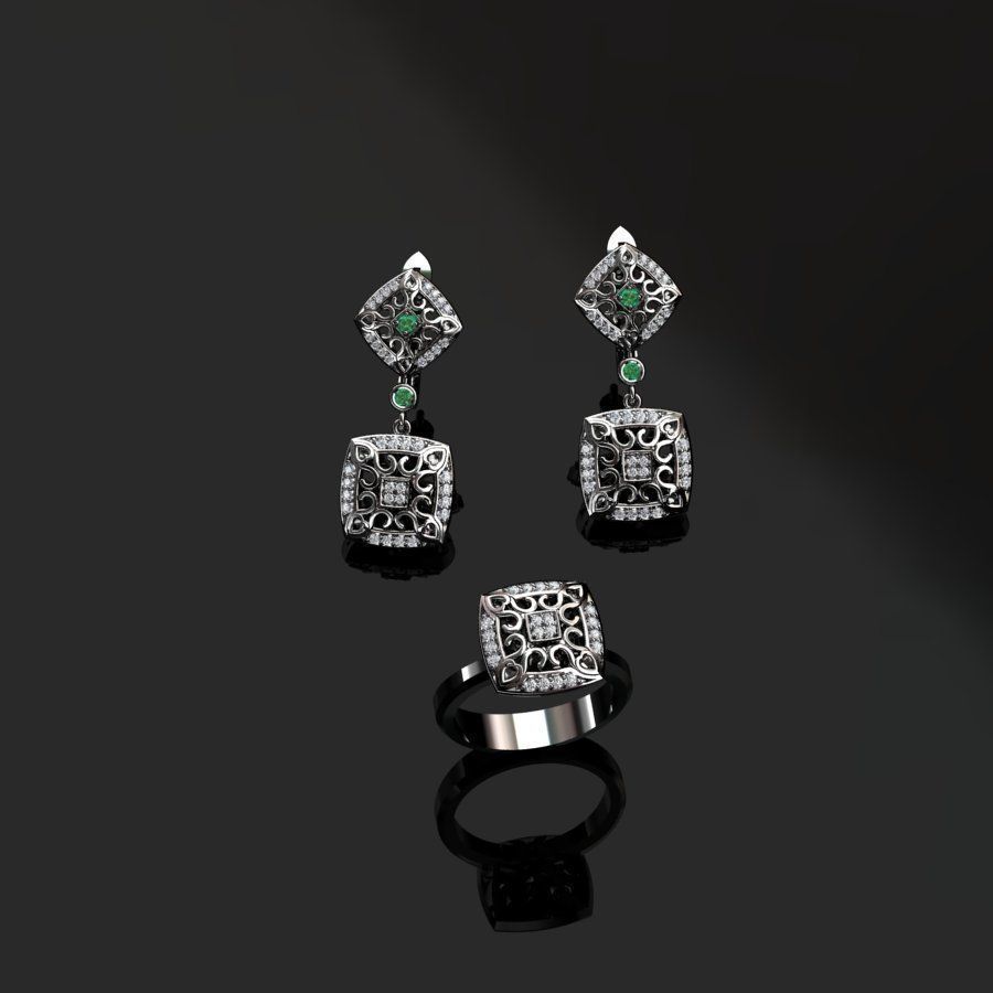 Ring and Earrings  3D print model_6
