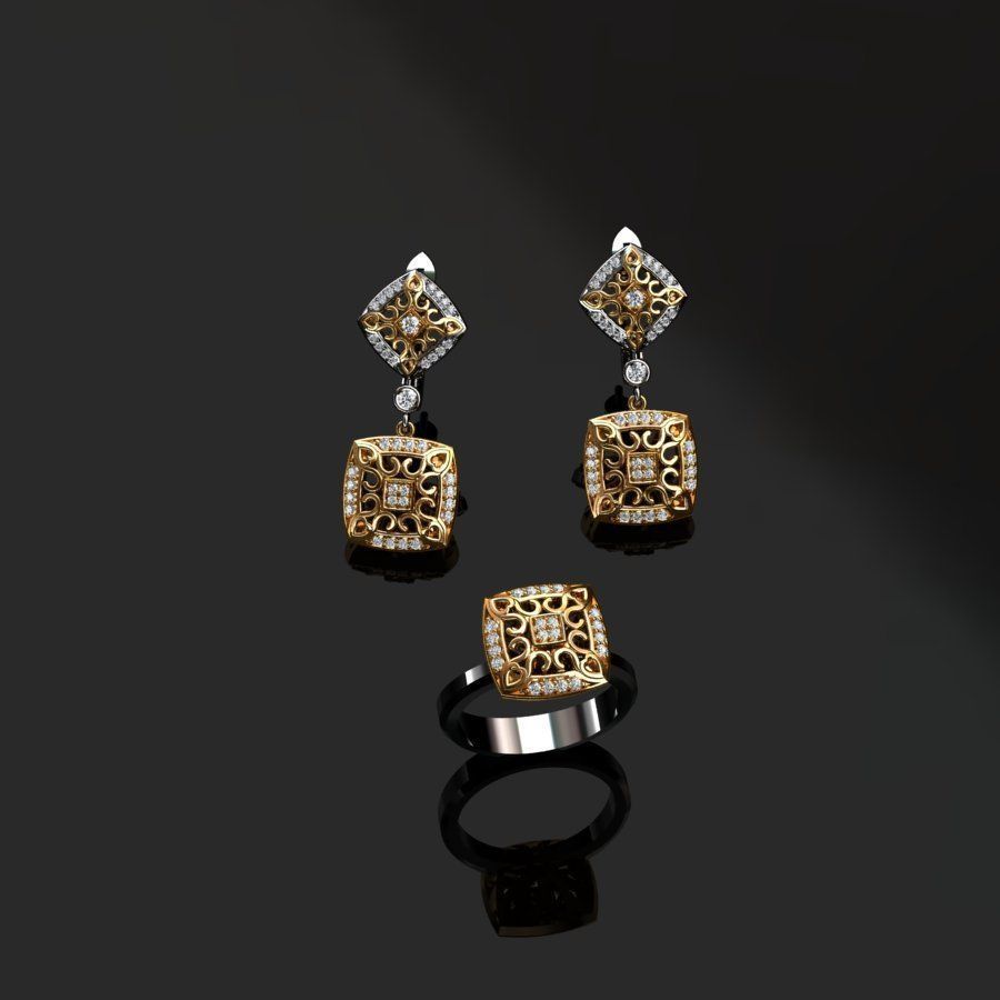 Ring and Earrings  3D print model_4