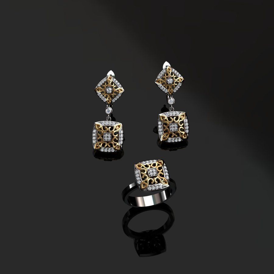 Ring and Earrings  3D print model_1