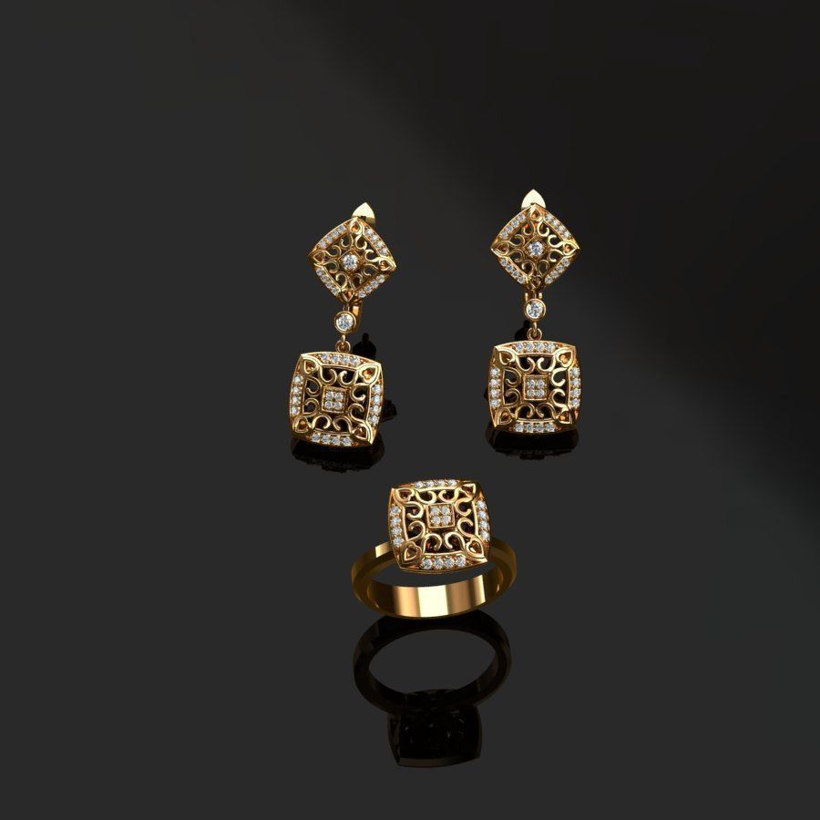 Ring and Earrings  3D print model_3