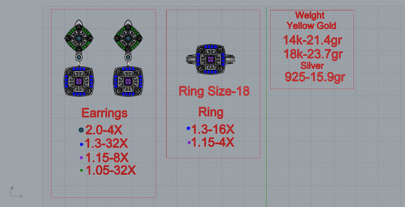 Ring and Earrings  3D print model_10