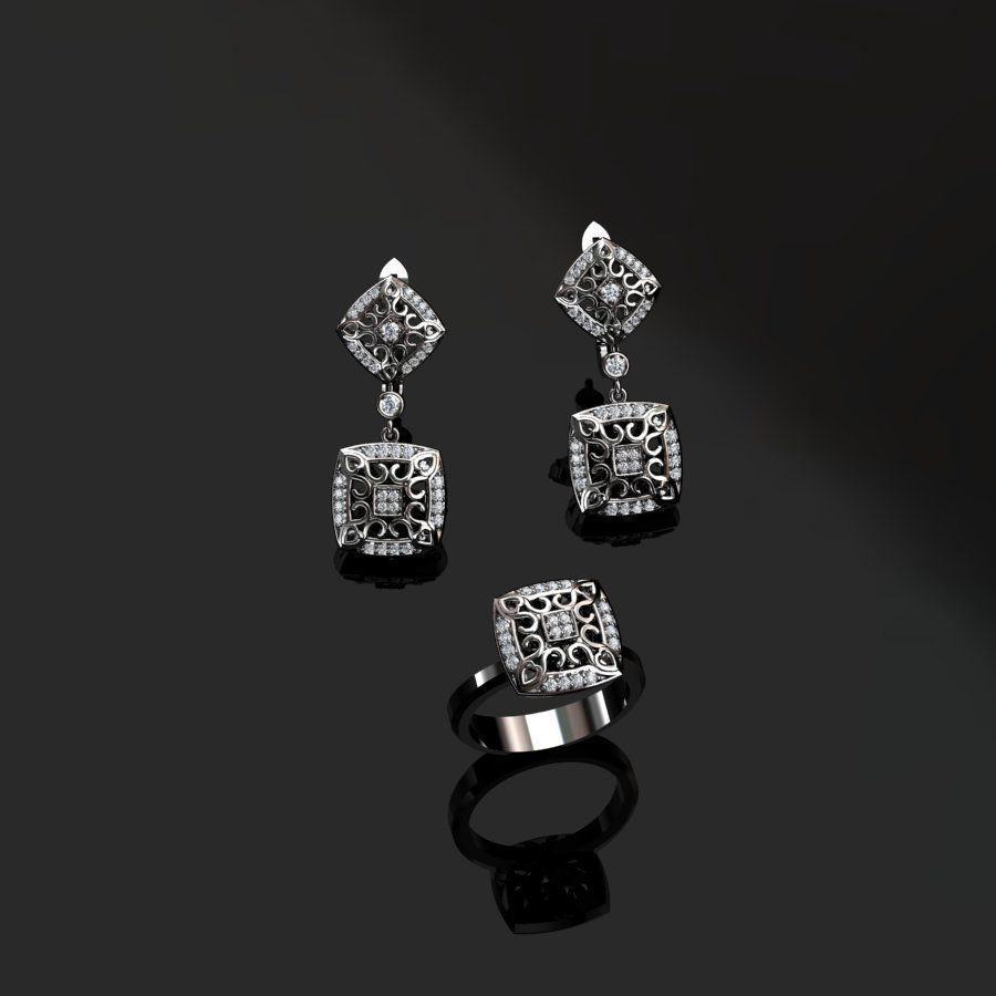 Ring and Earrings  3D print model_2