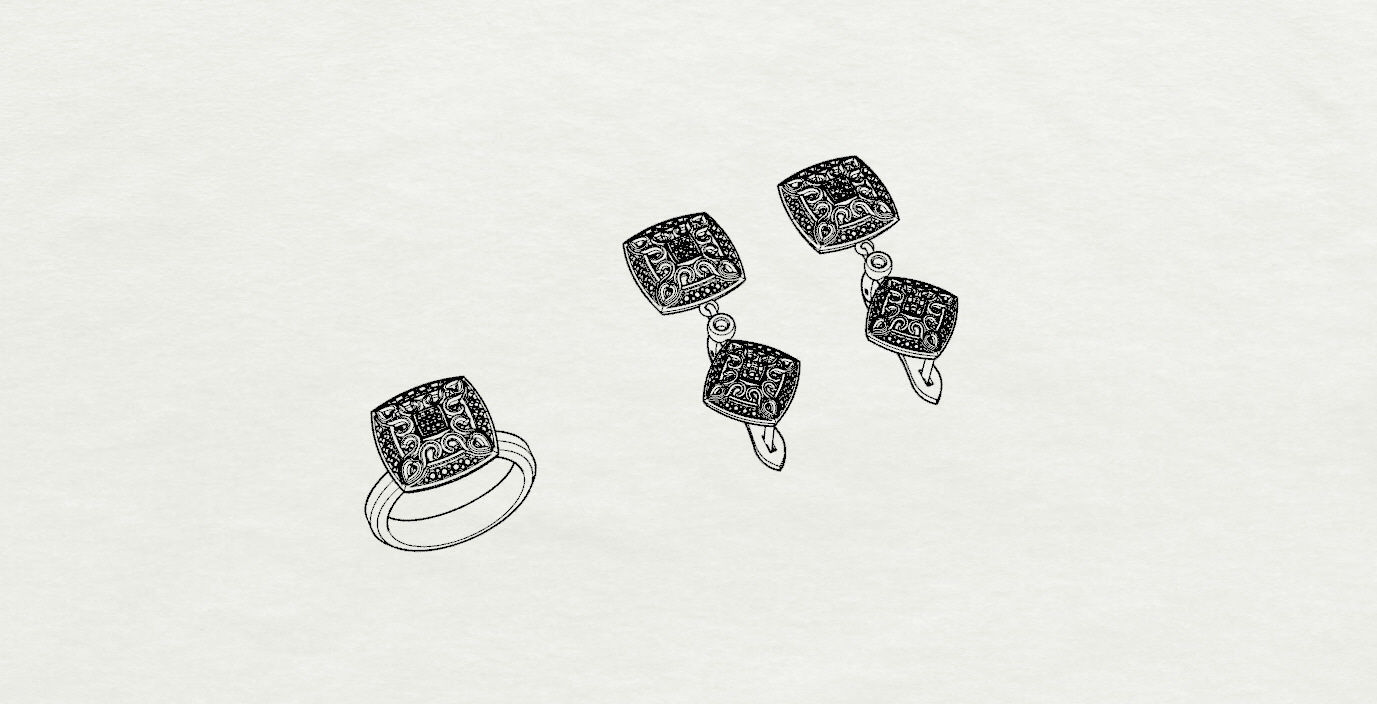 Ring and Earrings  3D print model_16