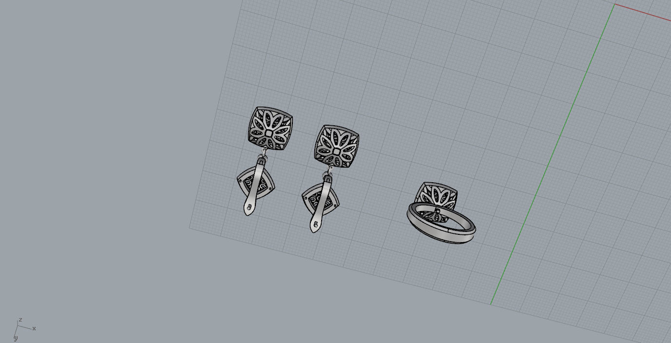 Ring and Earrings  3D print model_19