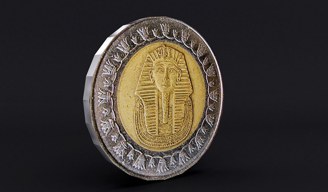 Egyptian One Pound Coin Low-poly 3D model_4