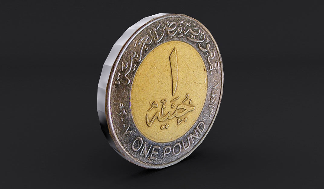 Egyptian One Pound Coin Low-poly 3D model_2