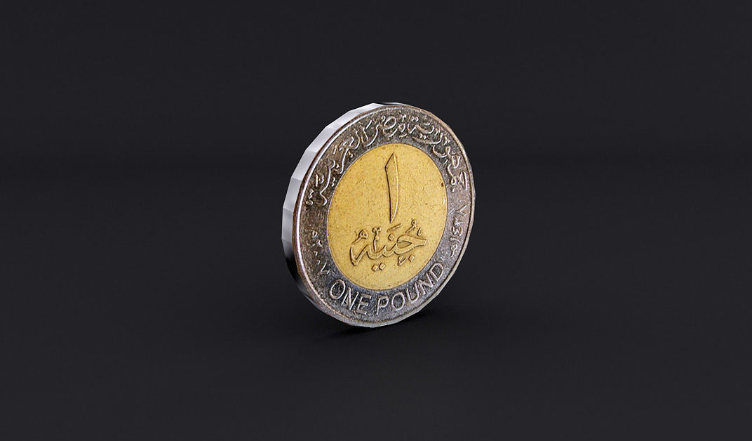 Egyptian One Pound Coin Low-poly 3D model_6