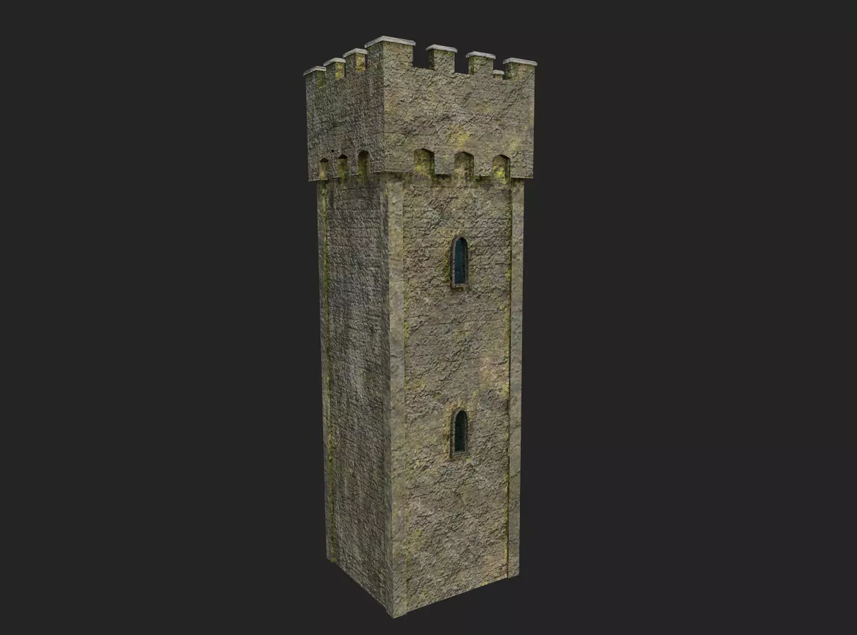 Medieval Castle Tower Low-poly 3D model_0