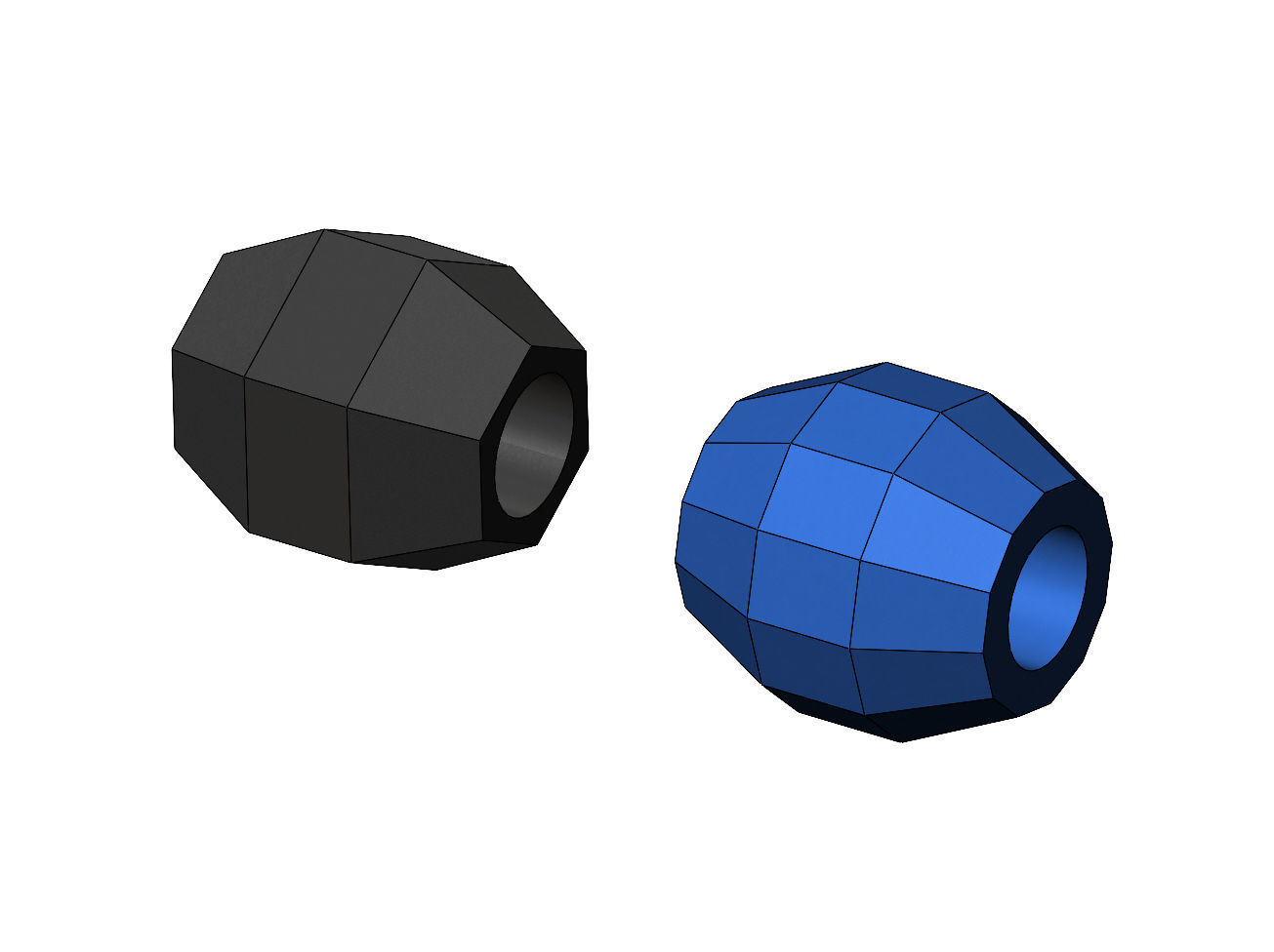 Geometric faceted beads and charms 3D print model_7