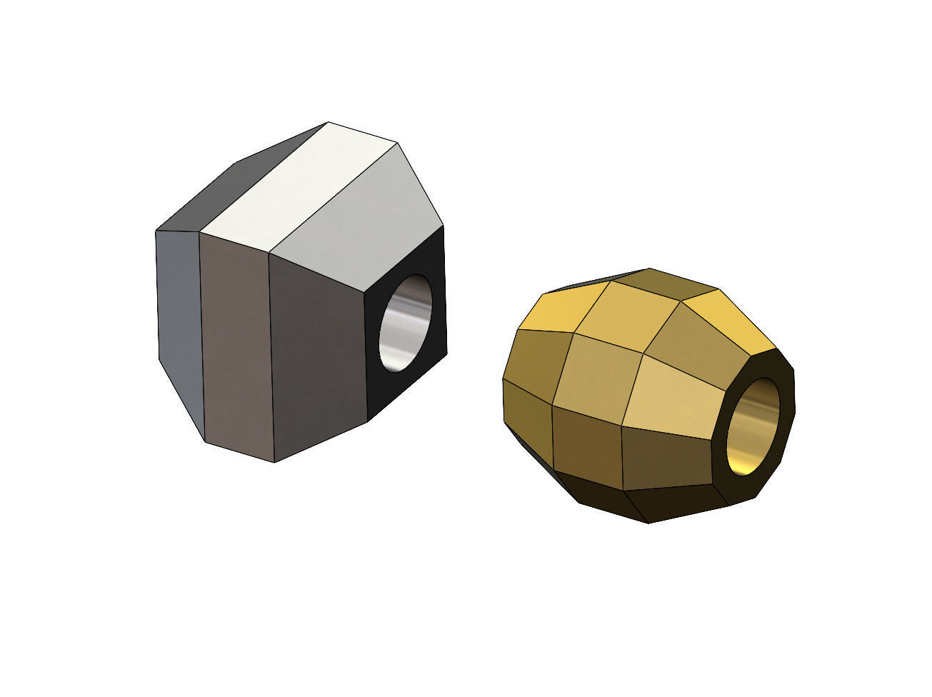 Geometric faceted beads and charms 3D print model_6