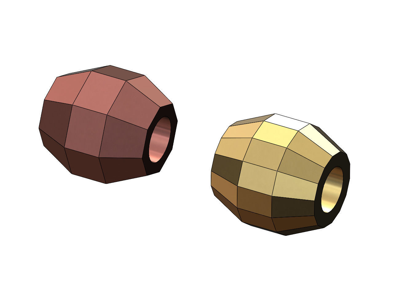 Geometric faceted beads and charms 3D print model_8