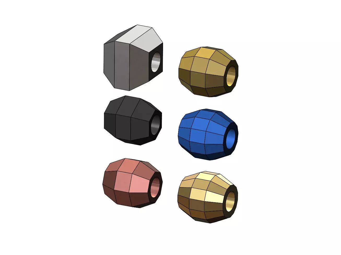 Geometric faceted beads and charms 3D print model_0