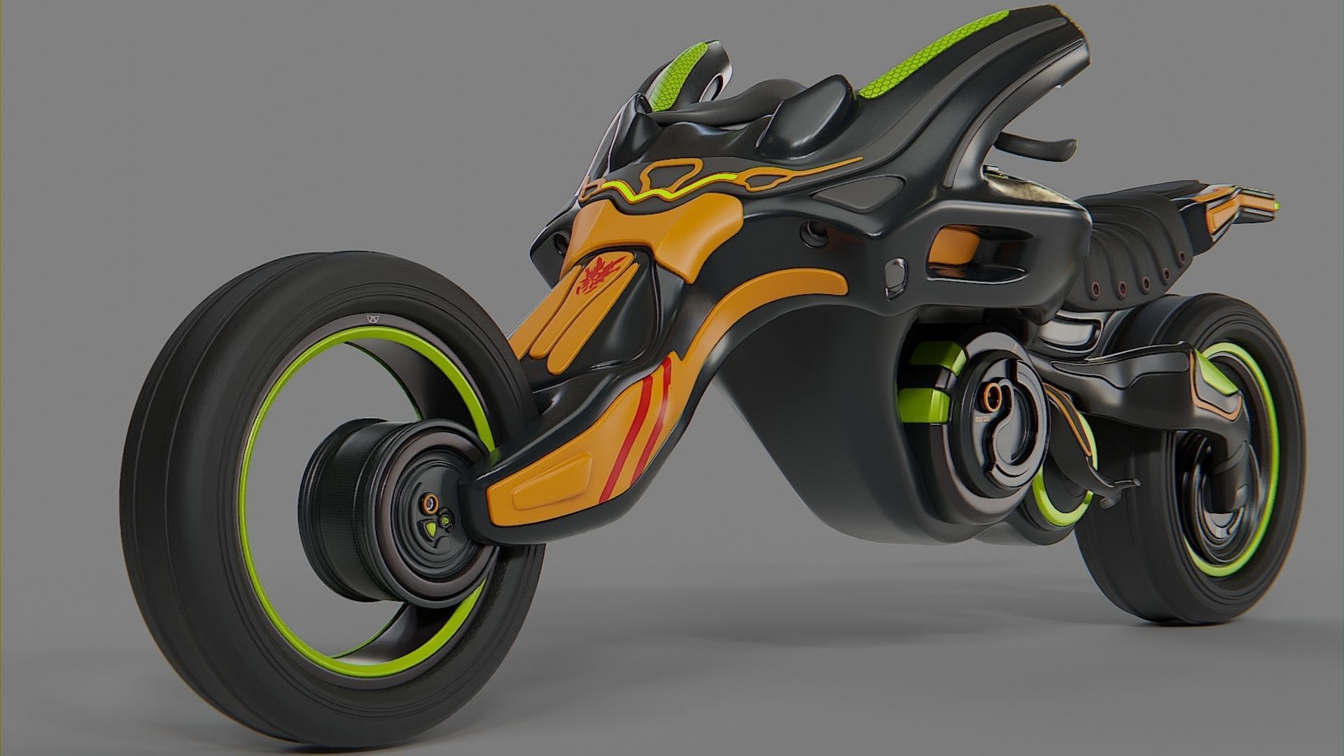 Futuristic motorbike concept model 3D model_7