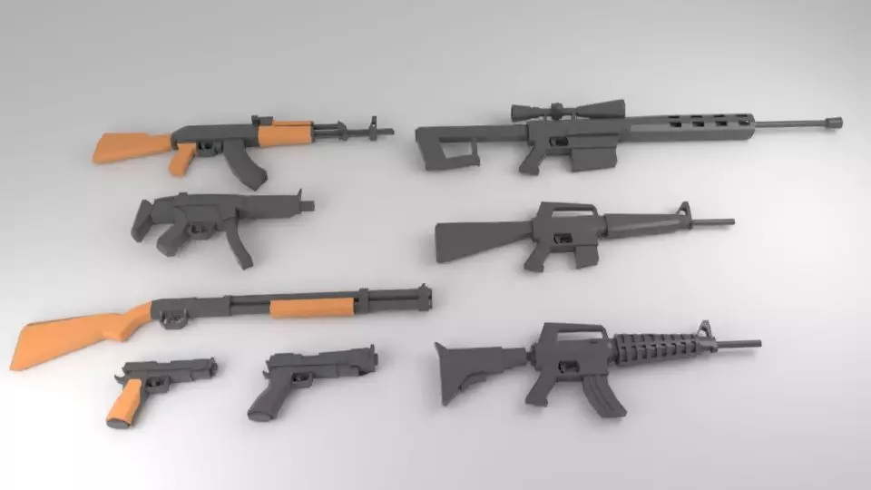 Low Poly Wepons Pack 1 Free low-poly 3D model